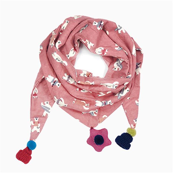 

new boys girls scarves autumn winter baby fashion wild cotton triangle scarf bear bird star cartoon print children neckchief, Red;brown