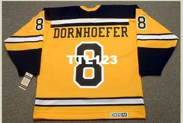 

mens #8 gary dornhoefer boston bruins 1965 ccm vintage retro hockey jersey or custom any name or number retro jersey, Black;red