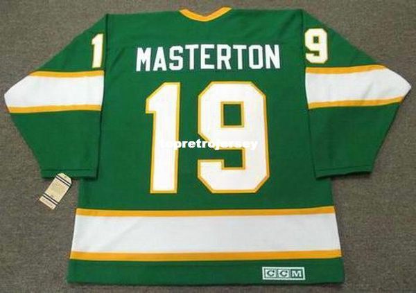 

wholesale mens bill masterton minnesota north stars 1967 ccm vintage retro hockey jersey, Black;red