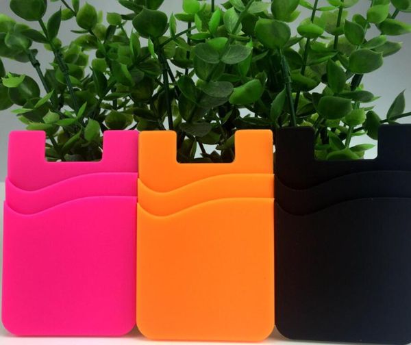 

factory price wholesale pocket sticky silicone card holder silicone id credit card holder with 3m for cellphone