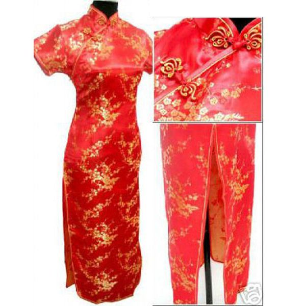 

noriviiq chinese traditional dress costumes women tight bodycon dress cheongsam tang suit dragon&phoenix print split kimono, Red