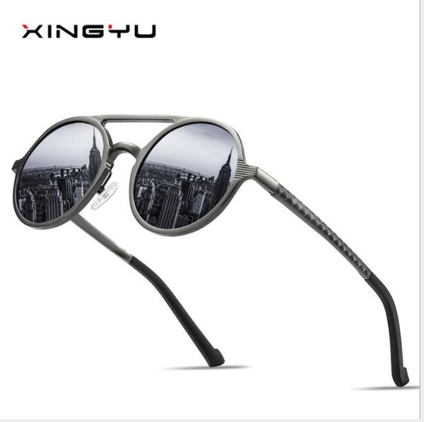 

men's polarized sunglasses, retro circular frames, fashionable sunglasses, aluminum magnesium glasses driving sunglasses, White;black