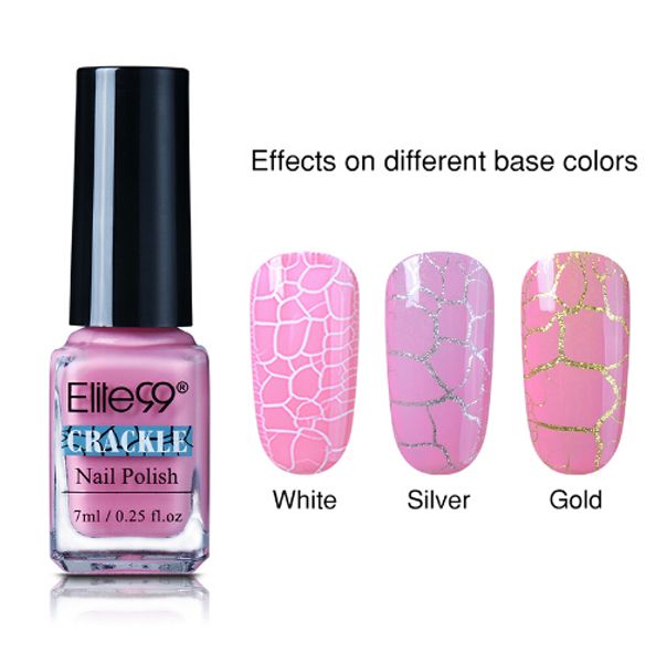 

elite99 7ml soak off crackle nail polish perfect cracking nail lacquer primer quick drying diy beauty nail art tools, Red;pink