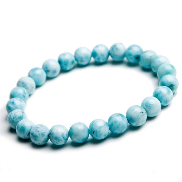 

7mm genuine blue larimar natural stone bracelets for women femme charm crystal round bead stretch bracelet, Black