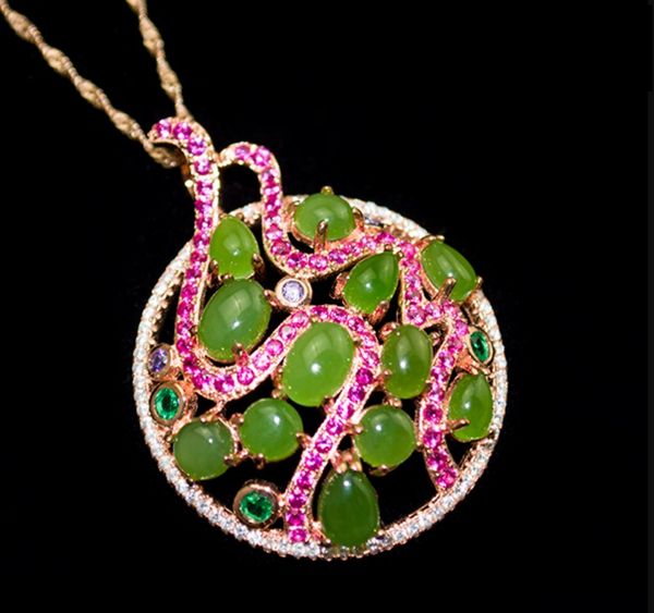 

s925 sterling silver rose-plated gold color pendant necklace women's personality national style and h tianbiyu ing