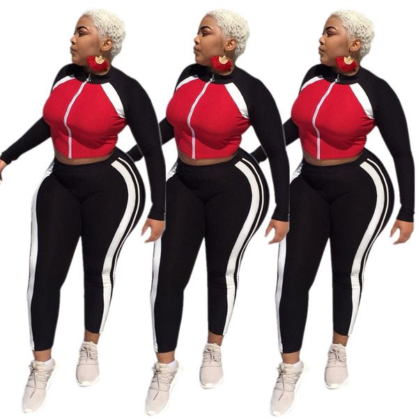 

Fashion Women Tracksuit Casual Workout Sweat Suits 2 Piece Set Zipper Jacket Crop Top Pants Set Sportswear Outfits Jogging
