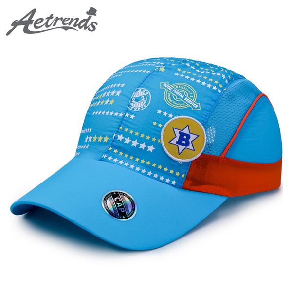 

aetrends] 2018 new summer girls boys hats quick dry kids baseball caps thin breathable snapback bone hats for kid z-6509, Blue;gray
