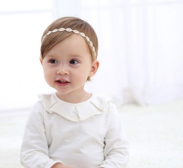 2019 Lovely White Newborn Baby Girls Lovely Golden Leaf Wide