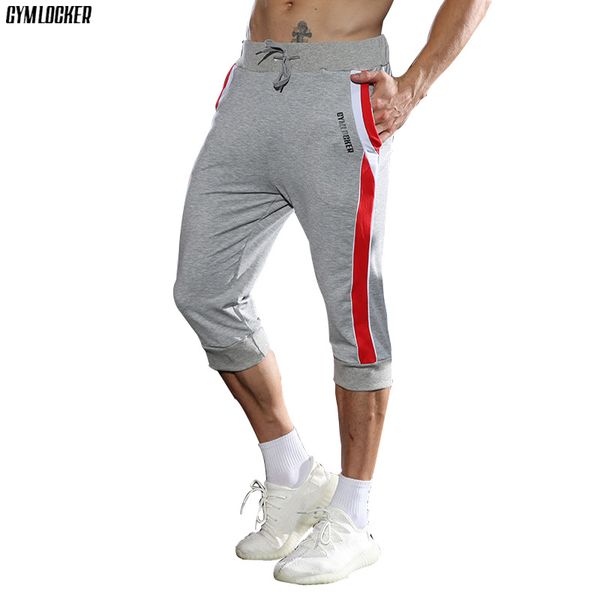 

gymlocker mens casual fashion shorts male summer new jogger cropped sweatpants man gyms fitness cotton drawstring shorts, White;black