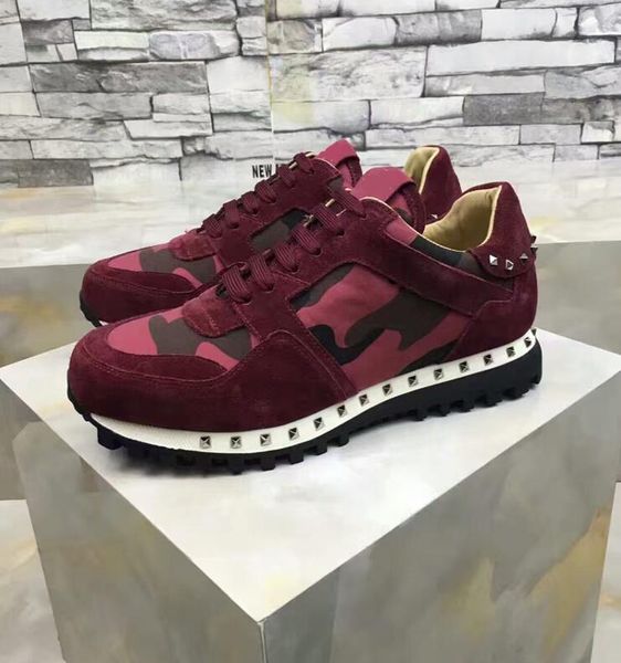 

[с коробкой] 2018 новый роскошный дизайнер рок Стад кроссовки обувь высокого качества женщины, мужчины Повседневная обувь рок Бегун тренер партии свадебные туфли