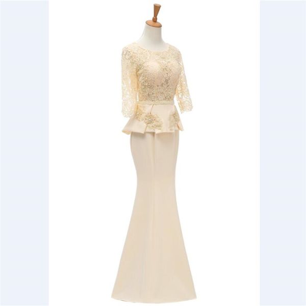 Setwell Champagne Chiffon русалка свадебное платье невесты половина рукава жениха мать формальная одежда