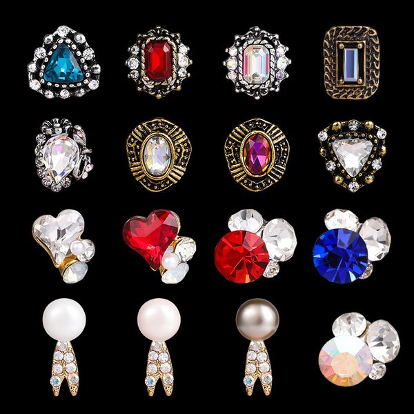 

metal gold stick gold silver copper gemstone bowknot pearl bride nails design charms manicure 3d nail art decorations, Silver;gold