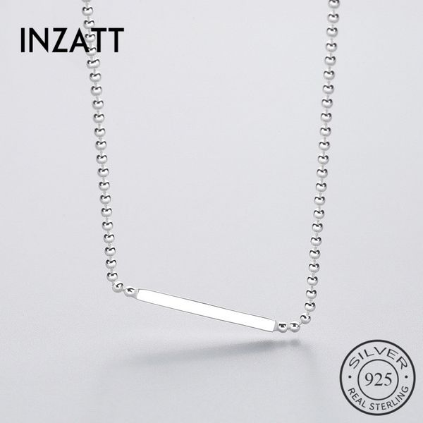 

inzatt minimalist geometric stick bar choker necklace 925 sterling silver beads chain fashion jewelry for women accessories