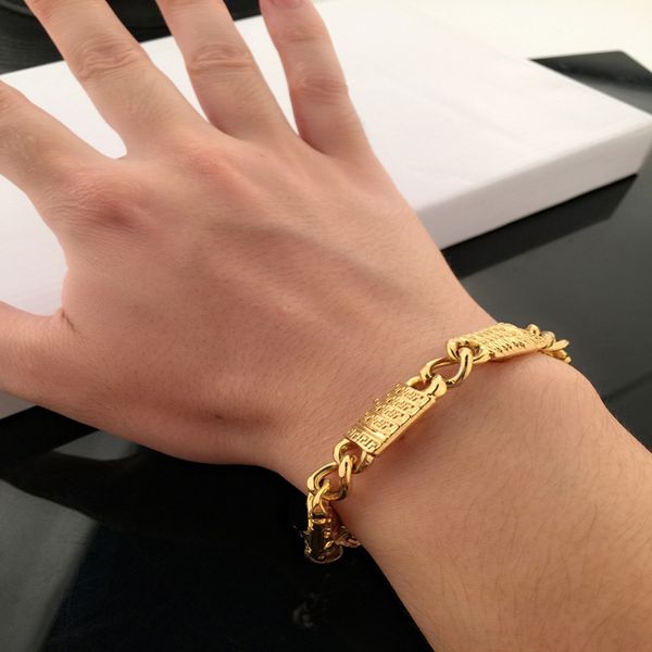

2018 high-grade fashion man hip-hop non-fade alloy bracelet, Black