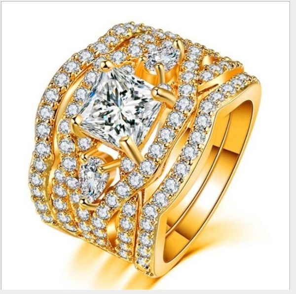 

luxurious lady's ring, copper plated gold plated silver ring, three rings