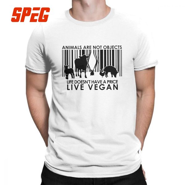 

veganchic t-shirts animals are not objects tee shirt round neck purified cotton cool t shirts short sleeved comfortable mens, White;black