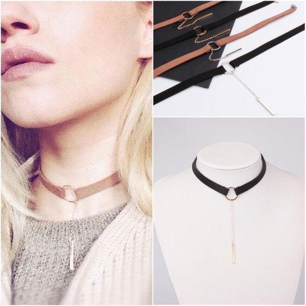 

мода 4 цвета бархат колье chocker женщины золото / посеребренные колье ожерелье бар палку кулон воротник ожерелье колье femme, Golden;silver