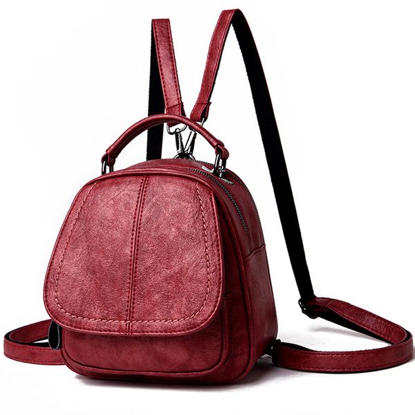 

2018 autumn woman backpack leather brands female backpacks for teenager girls schoolbag elegant colored rivet mochilas feminina