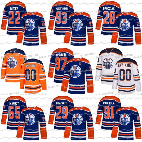 

2019 Third Edmonton Oilers Kyle Brodziak Drake Caggiula Leon Draisaitl Cooper Marody Connor McDavid Ryan Nugent-Hopkins Tobias Rieder Jersey