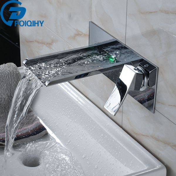 

poiqihy led waterfall bathroom faucet wall mounted bathroom/basin faucet set tap single handle mixer tap