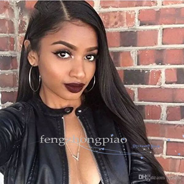 

fzp black long straight wigs natural looking hair glueless full hair wig for african americans woman 22inch heat resistant for black women