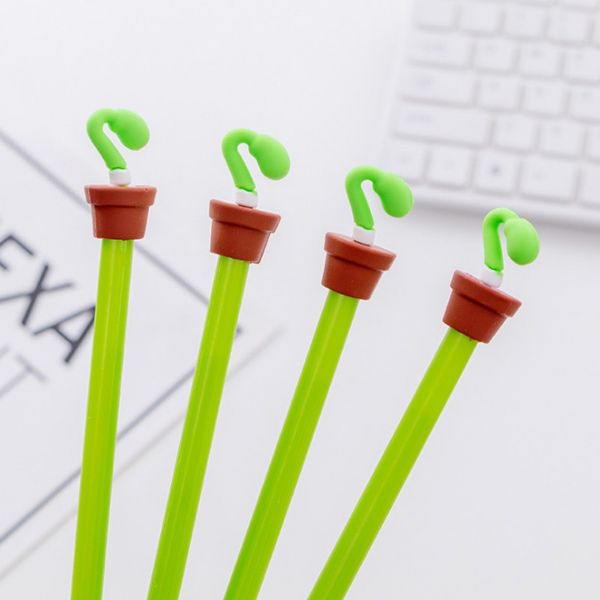 

12 pcs/lot cute potted plant sprouts gel pen writing pens stationery plastic material office school supplies papelaria kids gift