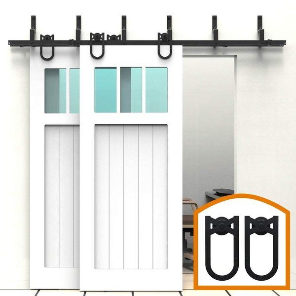 2019 Horseshoe Bypass Sliding Barn Wood Closet Door Rustic Black