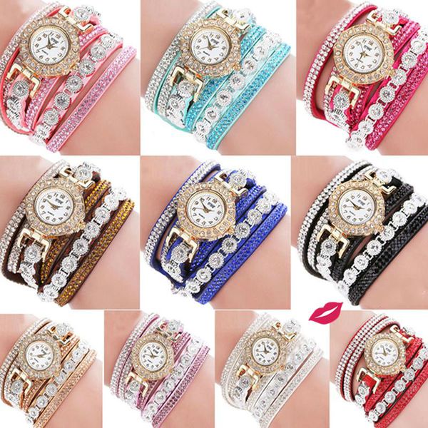 

Analog quartz wri t watche women fa hion ca ual women rhine tone watch bracelet watch buckle no waterproof fa hion