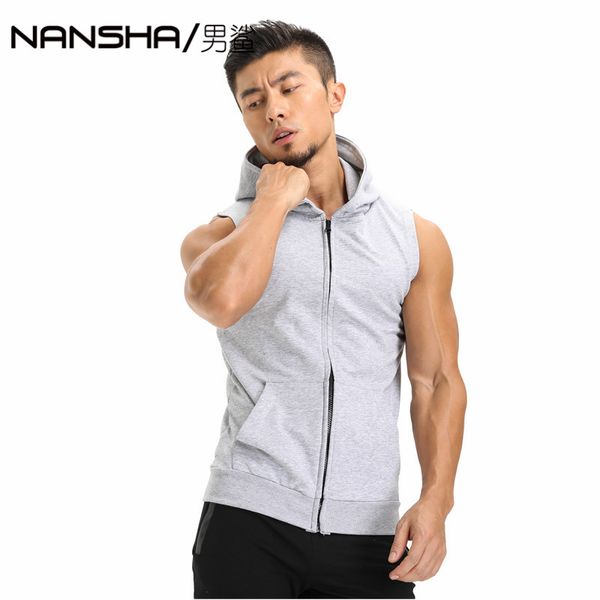 

2017 mens cotton hoodie sweatshirts fitness clothes bodybuilding tank men sleeveless trend tees shirt casual golds vest, White;black