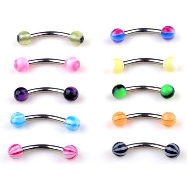 

160pcs /set body piercing assorted mix lot kit 14g 16g ball spike curved -belly rings ear tongue pircing barbell bars ombligo, Silver