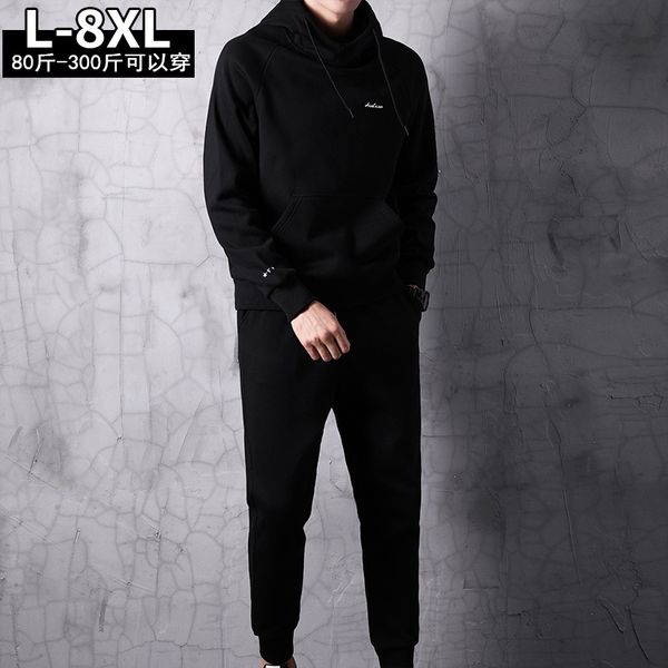 

plus size 4xl 5xl 6xl 7xl 8xl big size sportsuits men sportswear fitness workout tracksuit set windproof breathable sport suit, Black;blue