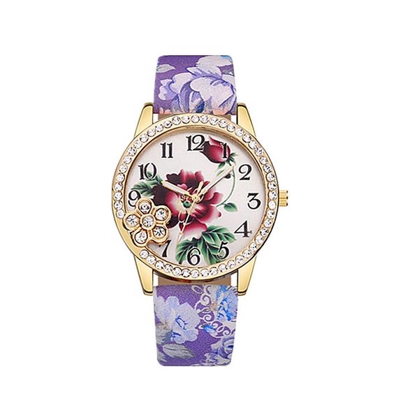 

new women's watch/retro printed women's watch on rose bracelet watch, Slivery;brown
