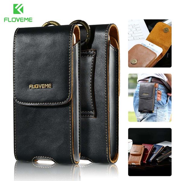 

Floveme 5 .5 "Universal Leather Case For Iphone 8 7 6s 6 Plus Full Protect Belt Clip Holster Wallet Cases For Iphone X 5s 5 Capa