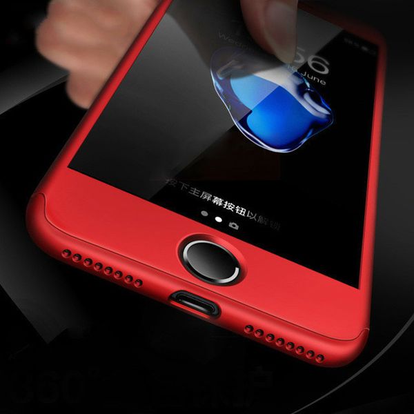 

360 градусов чехлы для iPhone Xs XsMax Xr X 7 6S 8 Plus чехол с закаленное стекло Красный полное покрытие