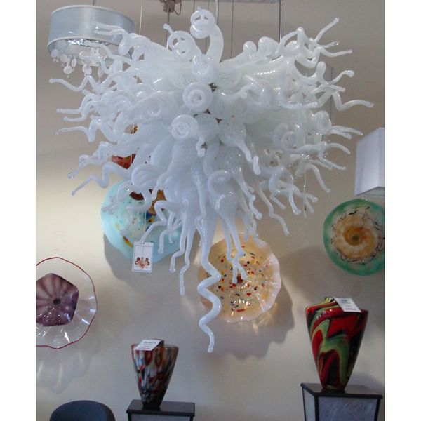 

china blown glass white europ style chandelier 110-240v customized art creative pendant lamp for bar coffee house