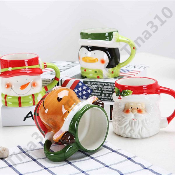 

cartoon animal ceramic cup creative christmas theme 3d coffee mug stereo heat resisting tumbler for children gift 150pcs t1i955