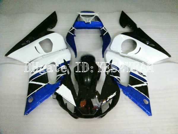 Motocicleta personalizado Kit de Carenagem para YAMAHA YZFR6 98 99 00 02 YZF R6 1998 2002 YZF600 Branco azul preto Carimbos conjunto + Presentes YM13