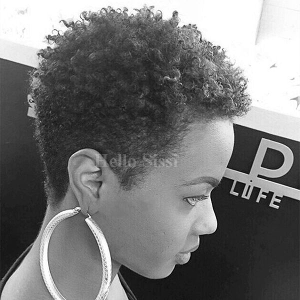 Layered Short Pixie Cut Human Brazilian Hair Bob Wig African