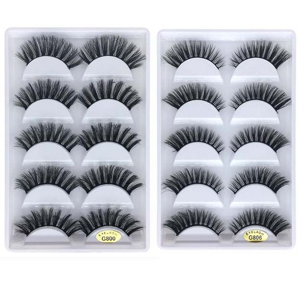 

thick natural long 3d mink hair lashes soft & vivid reusable false eyelashes real mink fur hair 5 pairs each set drop shipping