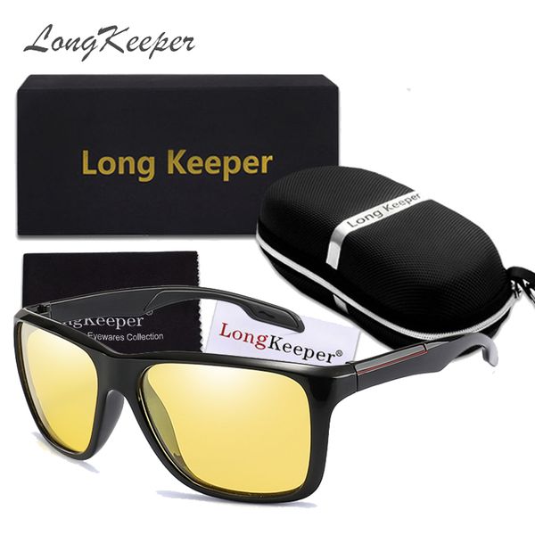 

longkeeper men polarized pchromic sunglasses with case women night vision anti-glare goggle uv400 driving gafas gifts set, White;black