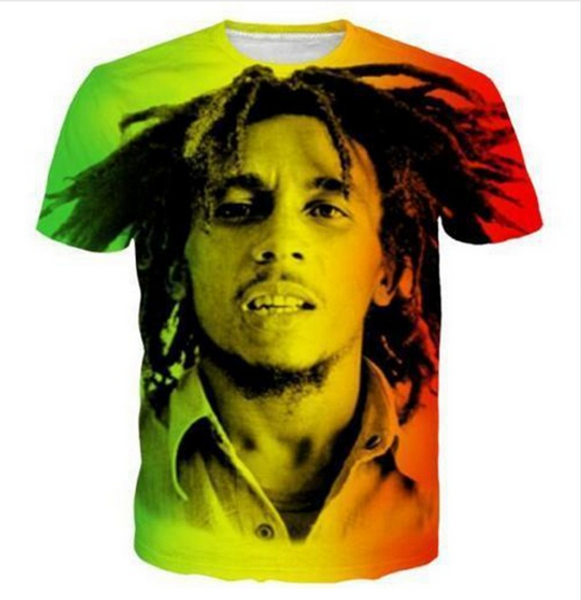 

fashion mens/womans reggae star bob marley summer style funny 3d print casual t-shirt plus size zgx018, White;black