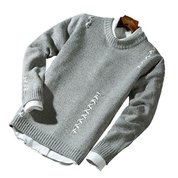 

rlyaeiz sweater men 2018 new arrivals fashion pullover men autumn winter o-neck quality knitted brand casual male sweaters, White;black