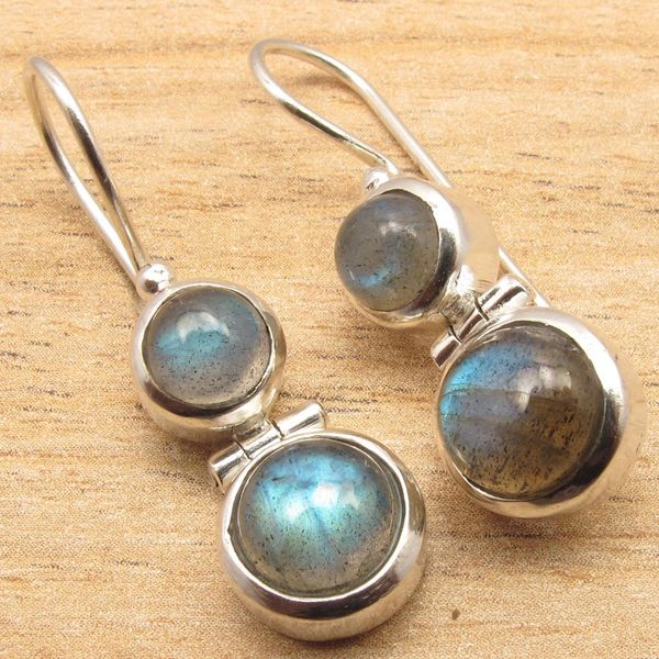 

natural labradorite gems fashion jewelry dangling earrings silver plated
