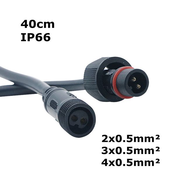 

edison2011 2/3/4/5 pins waterproof connector with wire cable 40cm ip66 female & male plug 0.5 mm² for led strips
