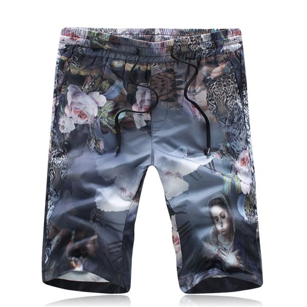 

летние мужские шорты 2018 новая мода печати шорты для мужской одежды тенденция повседневная эластичный пояс slim fit board шорты мужчины m-5, White;black
