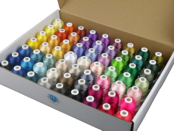 

1000m polyester embroidery machine thread 63 brother colors/kit for brother babylock janome singer pfaff bernina machines, Black;white