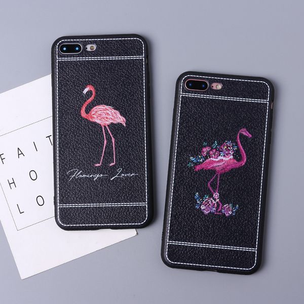 

for iphone 7 phone cases flamingo leather painted tpu all-inclusive silicone support mixed soft cell phone case for iphone 6 x 8 plus