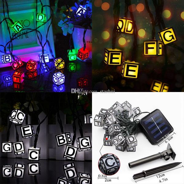 

led english letter solar powered light halloween christmas decorations 30 lights home outdoor garden patio party holiday supplies wx9-40