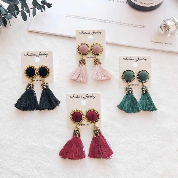 

Fashion Vintage Tassel Earrings Jewelry Retro Earrings Flower Long Tassel Drop Earrings For Women 4 Styles Free DHL D898Q