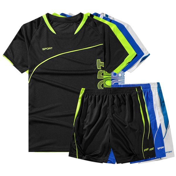 

men's t-shirt suit 2018 summer quick dry casual men's short-sleeved shorts, Gray